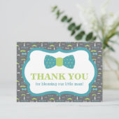 Klein Man bedankkaart, Blauwgroen, limoengroen, gr Bedankkaart (Staand voorkant)