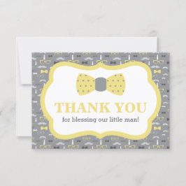Klein Man bedankkaart, geel en grijs Bedankkaart