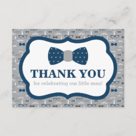 Klein Man bedankpas, boog Stropdas, marine, grijs Bedankkaart