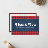 Klein Man Bedankt Card, Lumberjack Notitiekaartje (Voorkant / Achterkant in situ)