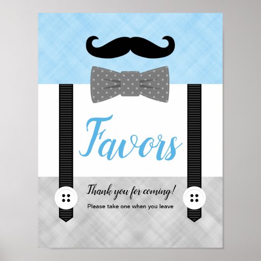 Klein man blauw grijs baby shower is voor teken poster (Voorkant)