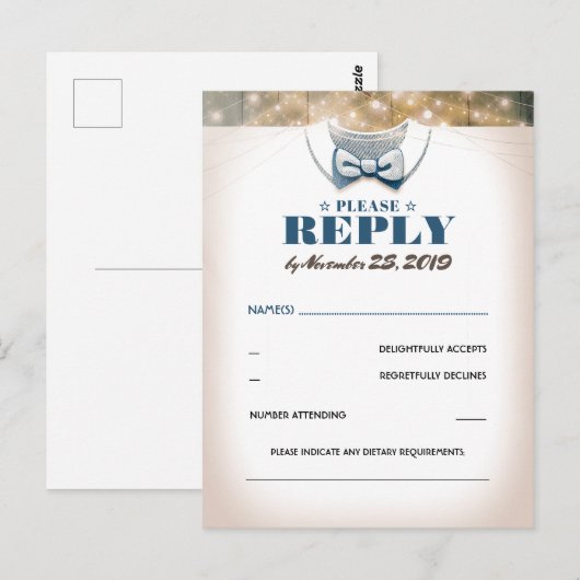 Klein Man | Boy Baby shower RSVP Briefkaart (Voorkant / Achterkant)