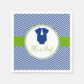 Klein Man Chevron Blauw Groen Baby shower Servetten (Voorkant)