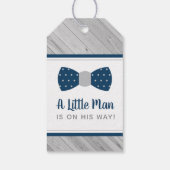 Klein Man Dank je Label, blauw, grijs Stropdas Cadeaulabel (Achterkant)