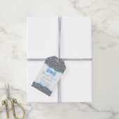 Klein Man Dank je Label, blauw, grijs Stropdas Cadeaulabel (Met Touw)