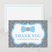 Klein Man Dank u kaart, Baby blauw en grijs Bedankkaart (Voorkant / Achterkant)