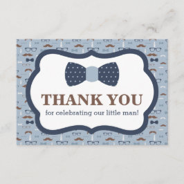 Klein Man Dank u kaart, Bow Stropdas, Blauw, Bruin Bedankkaart