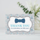 Klein Man Dank u kaart, Bow Stropdas, blauw, grijs Bedankkaart (Staand voorkant)