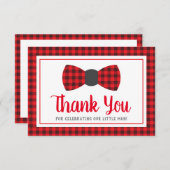 Klein Man Dank u kaart, Bow Stropdas, Buffel Plaid Kaart (Voorkant / Achterkant)