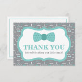 Klein Man Dank u kaart, Bow Stropdas, Turqoise, Gr Bedankkaart (Voorkant / Achterkant)