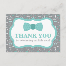Klein Man Dank u kaart, Bow Stropdas, Turqoise, Gr Bedankkaart