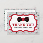 Klein Man Dank u kaart, rood, zwart, boog Stropdas Bedankkaart (Voorkant / Achterkant)