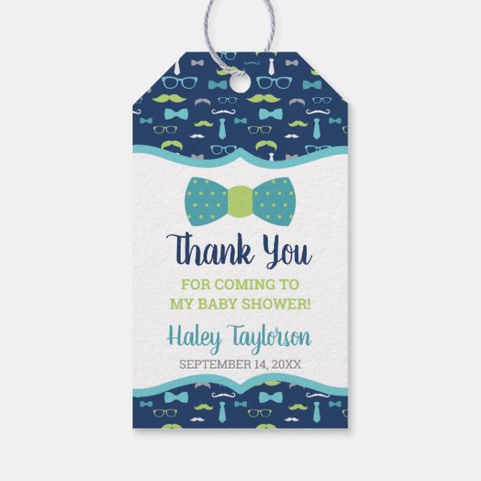 Klein Man Dank u Label, blauw, groen Cadeaulabel (Achterkant)