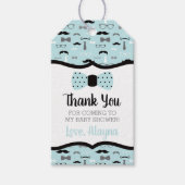 Klein Man Dank u Label, blauw, zwart, boog Stropda Cadeaulabel (Voorkant)