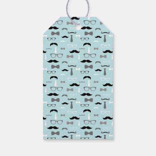 Klein Man Dank u Label, blauw, zwart, boog Stropda Cadeaulabel (Achterkant)