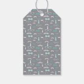 Klein Man Dank u Label, Blauwgroen, grijs, boog St Cadeaulabel (Achterkant)