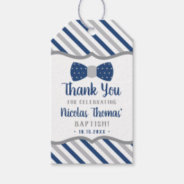 Klein Man Dank u Label, marineblauw, grijs, doop Cadeaulabel