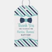 Klein Man Dank u Label, Navy, Turquoise, Doop Cadeaulabel (Voorkant)