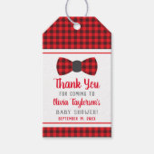 Klein Man Dank u Label, Rood, Buffel Plaid Cadeaulabel (Voorkant)