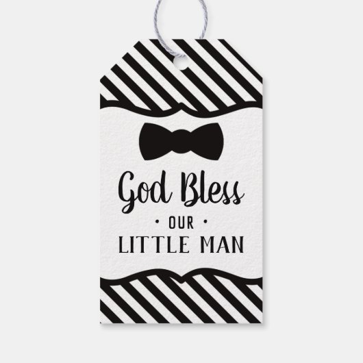 Klein Man Dank u Label, zwart, doop Cadeaulabel (Achterkant)