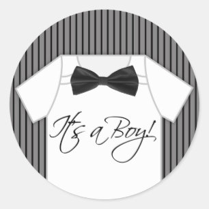 Klein Man krijtstreep Baby shower Ronde Sticker