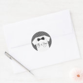 Klein Man krijtstreep Baby shower Ronde Sticker (Envelop)