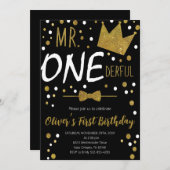 Klein Man, Mr Onederful Verjaardag, Polka Dots Kaart (Voorkant / Achterkant)