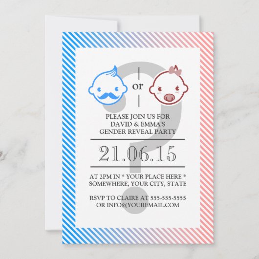 Klein Man of Miss Little Gender onthullen Kaart (Voorkant)