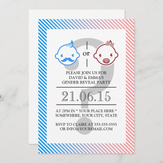 Klein Man of Miss Little Gender onthullen Kaart (Voorkant / Achterkant)