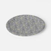 Klein Man papier Bord, geel, grijs Papieren Bordje (Gekanteld)