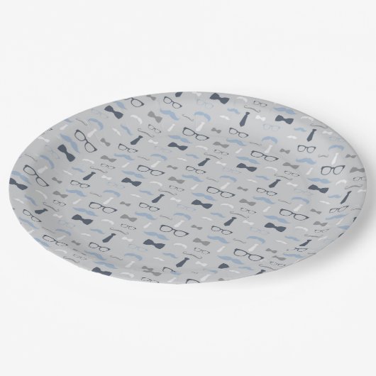 Klein Man papier Bord, Navy, Grijs Papieren Bordje (Gekanteld)