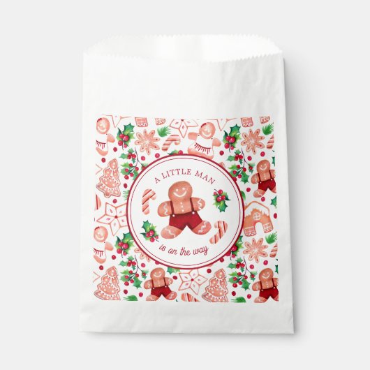 Klein Man peperkoek Kerstmis Baby shower Bedankzakje (Voorkant)