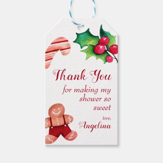 Klein Man peperkoek Kerstmis Baby shower Favor Cadeaulabel (Voorkant)