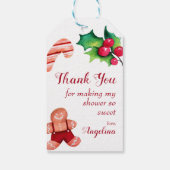 Klein Man peperkoek Kerstmis Baby shower Favor Cadeaulabel (Achterkant)