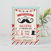  klein Man snor 1e verjaardagsjongen Kaart (Staand voorkant)