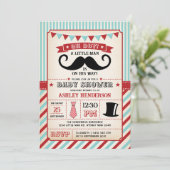 klein Man snor jongen Baby shower Kaart (Staand voorkant)