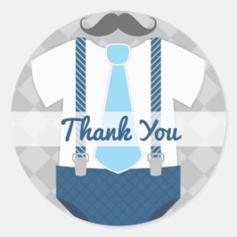 Klein Man Stropdas Navy Blue Grey Baby shower Ronde Sticker