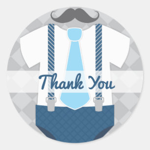 Klein Man Stropdas Navy Blue Grey Baby shower Ronde Sticker
