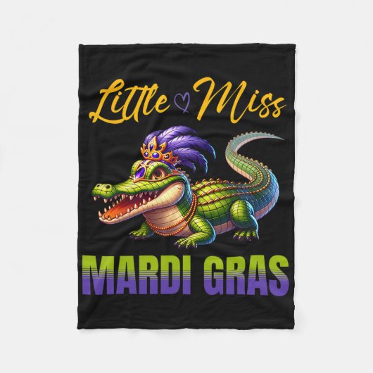 Klein Mardi Gras Alligator Mardigator Schattig K Fleece Deken (Voorkant)