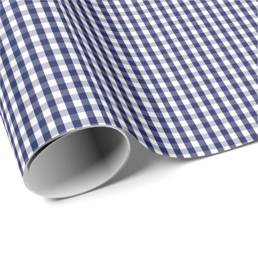 Klein marinenblauw en wit gingham-pakpapier cadeaupapier (Rol Hoek)