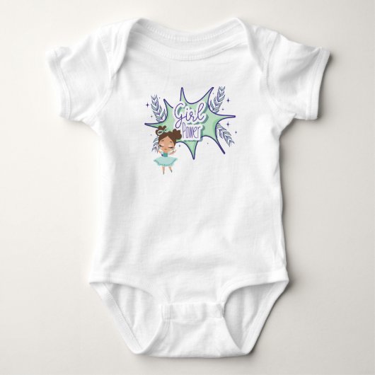 Klein meisje, baby wit bodysuit-pak romper (Voorkant)