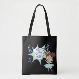 Klein meisje, baby zwarte bib tote bag