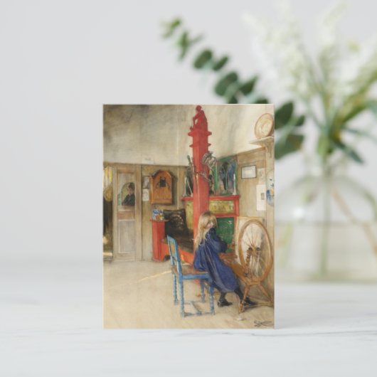  klein meisje bij draaiend wiel briefkaart (Staand voorkant)