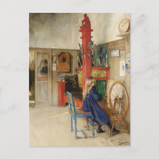 klein meisje bij draaiend wiel briefkaart (Voorkant)