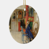 klein meisje bij draaiend wiel keramisch ornament (Rechts)