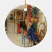 klein meisje bij draaiend wiel keramisch ornament (Achterkant)