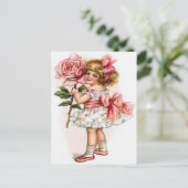 Klein Meisje Bloemen Jurk Roos Moederdag Kaart (Staand voorkant)