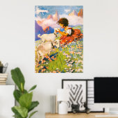 Klein meisje bloemrijke vintage illustratie Heidi Poster (Thuiskantoor)