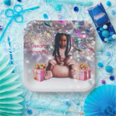 Klein Meisje Bruin Huid Bling Party Papieren Bordje (Feest)