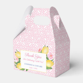 Klein meisje citroenen roze bloem baby shower fees bedankdoosjes